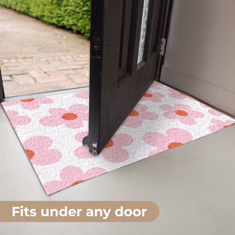 Bloemen - Patroon - Modern - Roze - Wit Deurmat klein -USP_EN