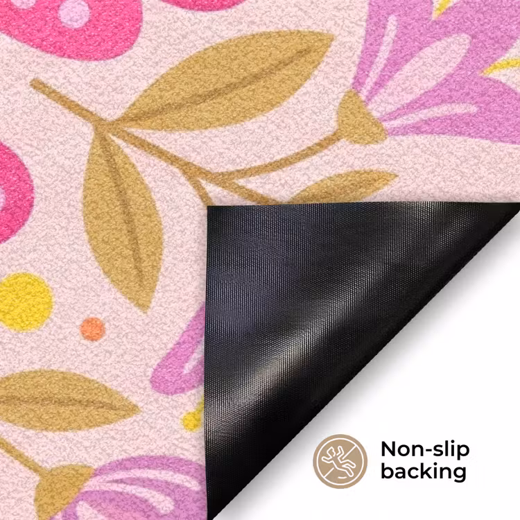 Bloemen - Patroon - Natuur - Abstract - Roze Deurmat klein -antislip_EN
