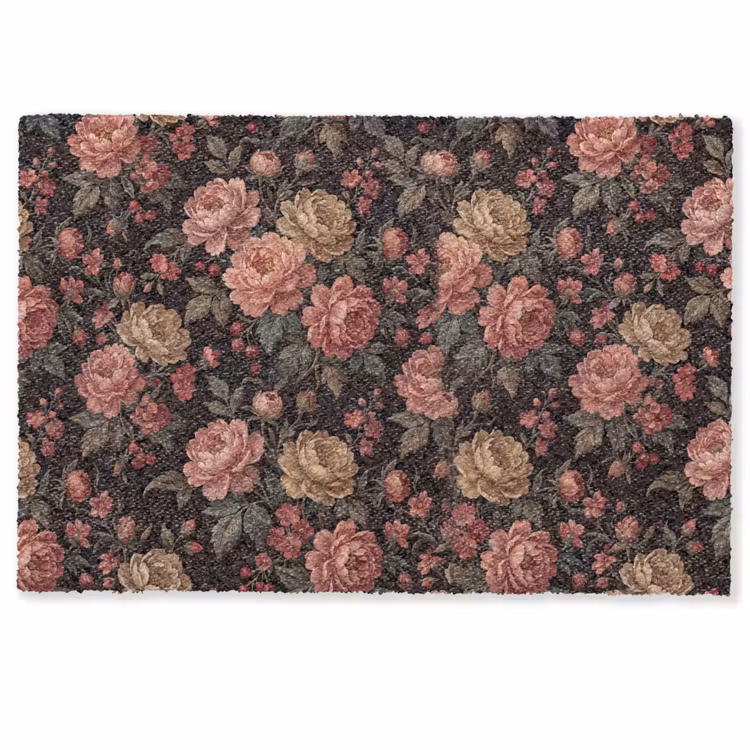 Bloemen - Patroon - Natuur - Vintage - Roze Deurmat klein -zkaufland3d