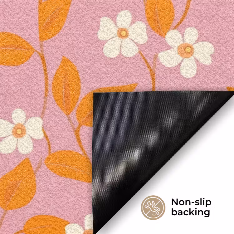 Bloemen - Patroon - Oranje Deurmat klein 898 -antislip_EN