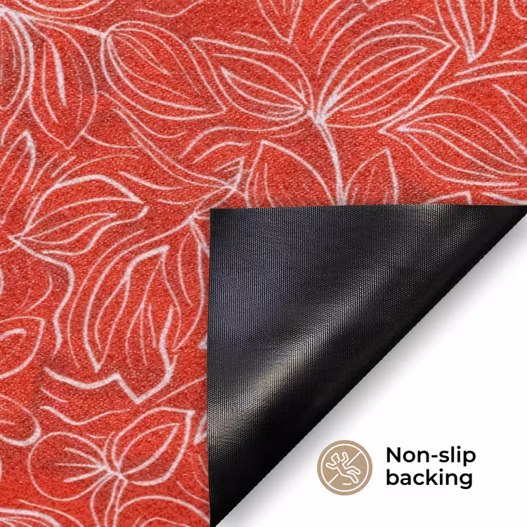 Bloemen - Patroon - Rood Deurmat klein 898 -antislip_EN