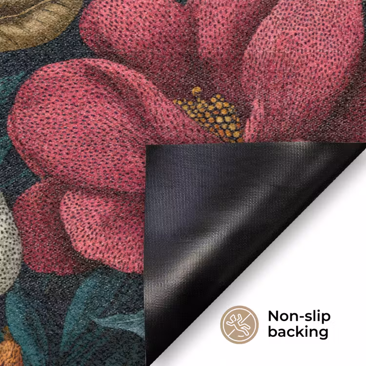 Bloemen - Patroon - Rood - Goud Deurmat klein 898 -antislip_EN