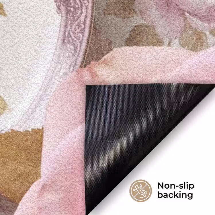 Bloemen - Patroon - Vintage - Roze - Decoratie Deurmat klein -antislip_EN