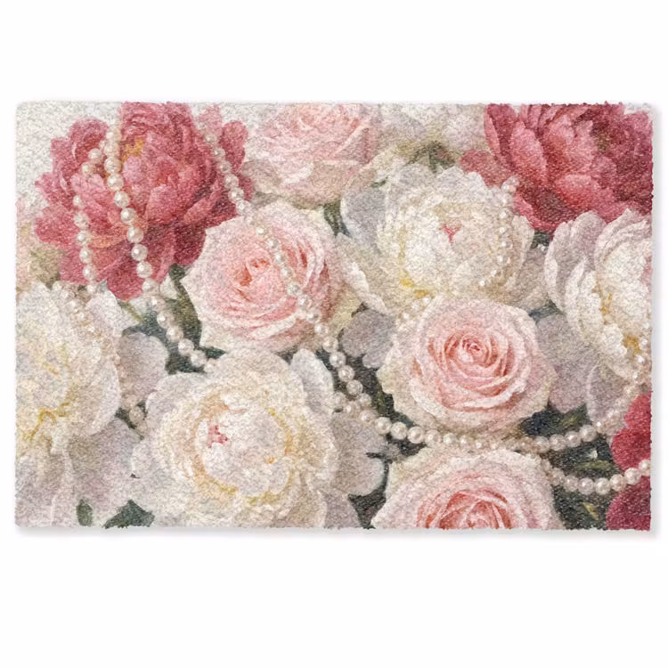 Bloemen - Parels - Romantiek - Klassiek - Roze Deurmat klein -zkaufland3d