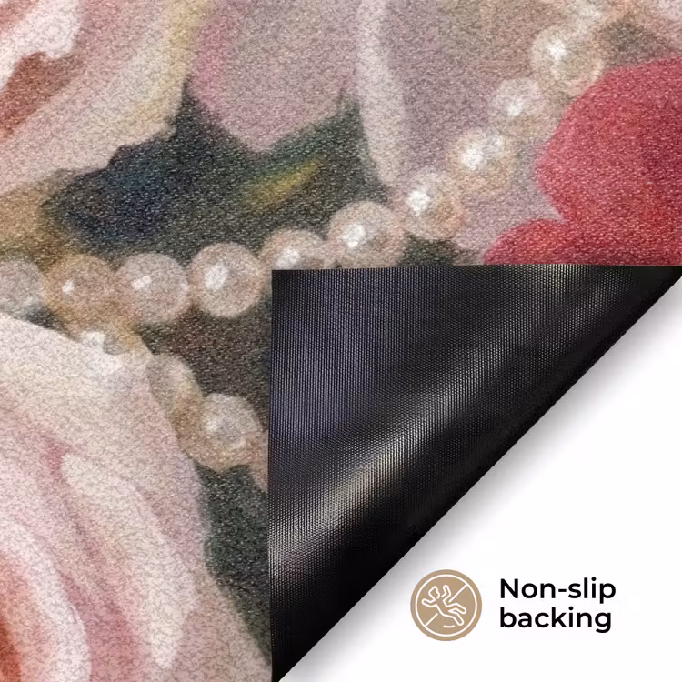 Bloemen - Parels - Romantiek - Klassiek - Roze Deurmat klein -antislip_EN