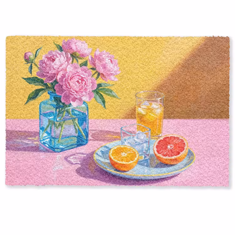 Doormat - Flowers - Pink - Modern - Bloemen - Roze - Modern Deurmat klein