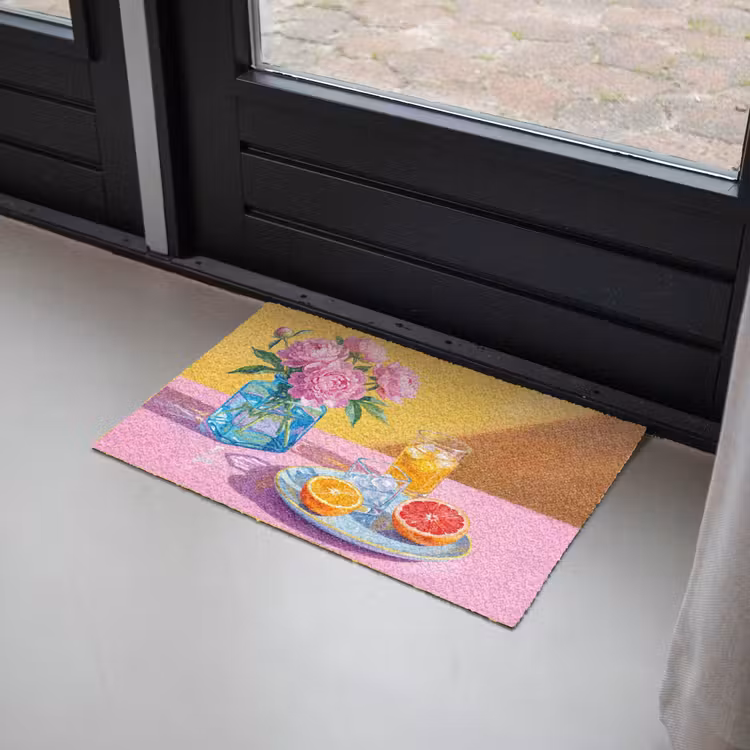 Doormat - Flowers - Pink - Modern - Bloemen - Roze - Modern Deurmat klein