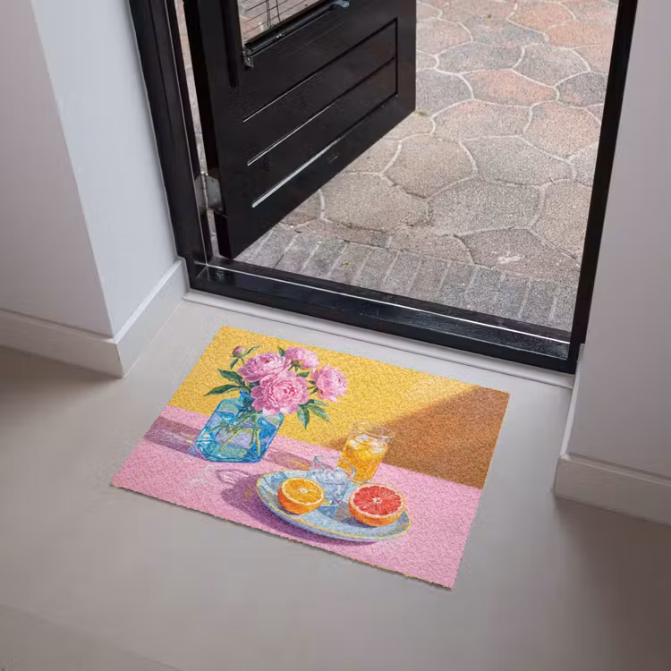 Doormat - Flowers - Pink - Modern - Bloemen - Roze - Modern Deurmat klein