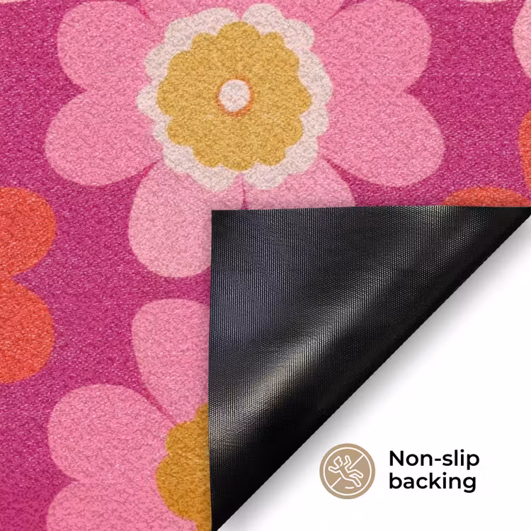 Bloemen - Retro - Kleurrijk Deurmat klein 898 -antislip_EN