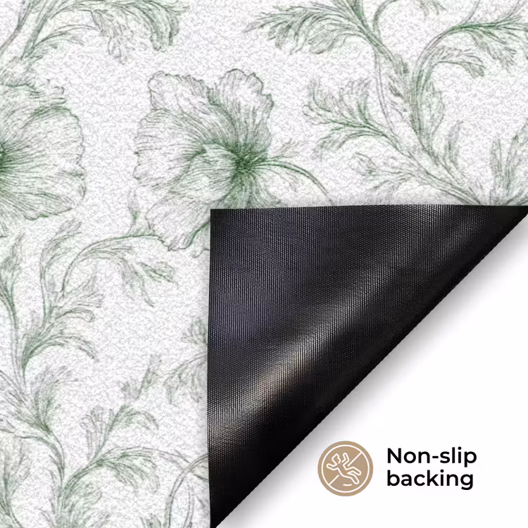Bloemen - Getekend - Groen Deurmat klein 898 -antislip_EN