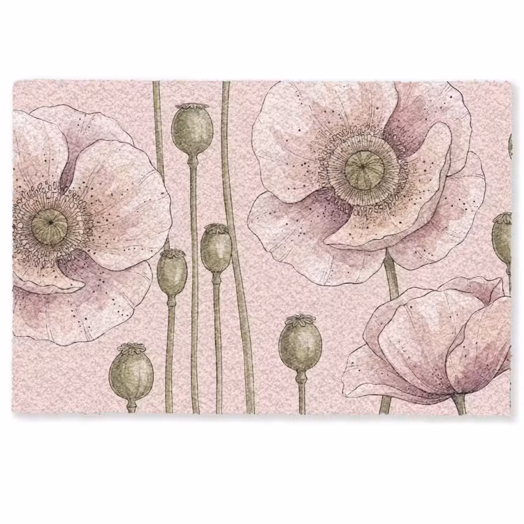 Bloemen - Zomer - Natuur - Aquarel - Roze Deurmat klein -zkaufland3d