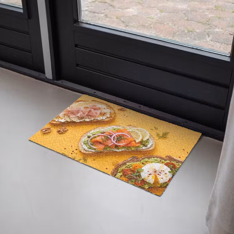 Eten - Brood - Ontbijt - Modern - Kleurrijk Deurmat klein -sfeer2