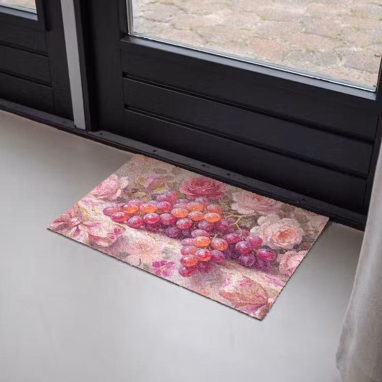 Eten - Bloemen - Stilleven - Roze - Goud Deurmat klein -sfeer2