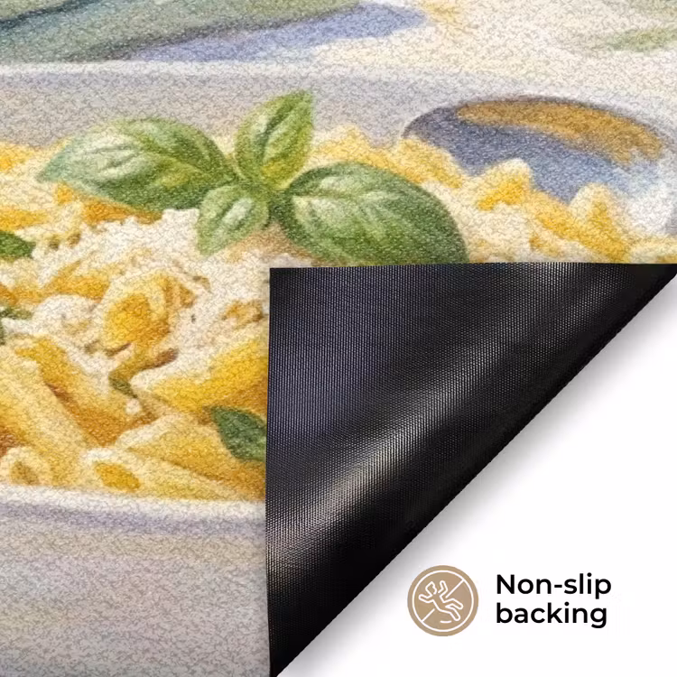 Eten - Terras - Zomer - Geschilderd - Geel Deurmat klein -antislip_EN