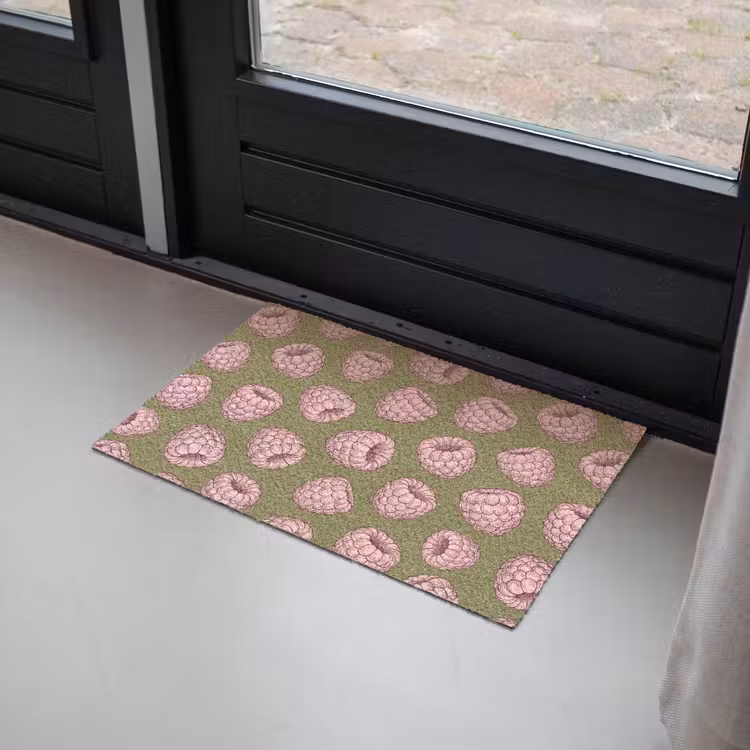 Eten - Patroon - Illustratie - Roze - Groen Deurmat klein -sfeer2