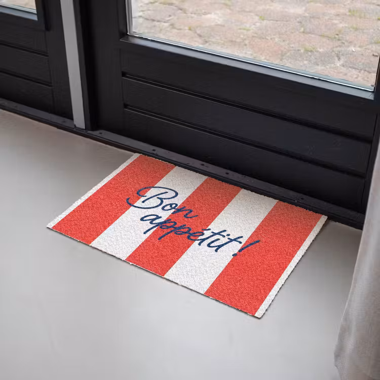 Eten - Spreuk - Keuken - Grafisch - Rood-Wit Deurmat klein -sfeer2