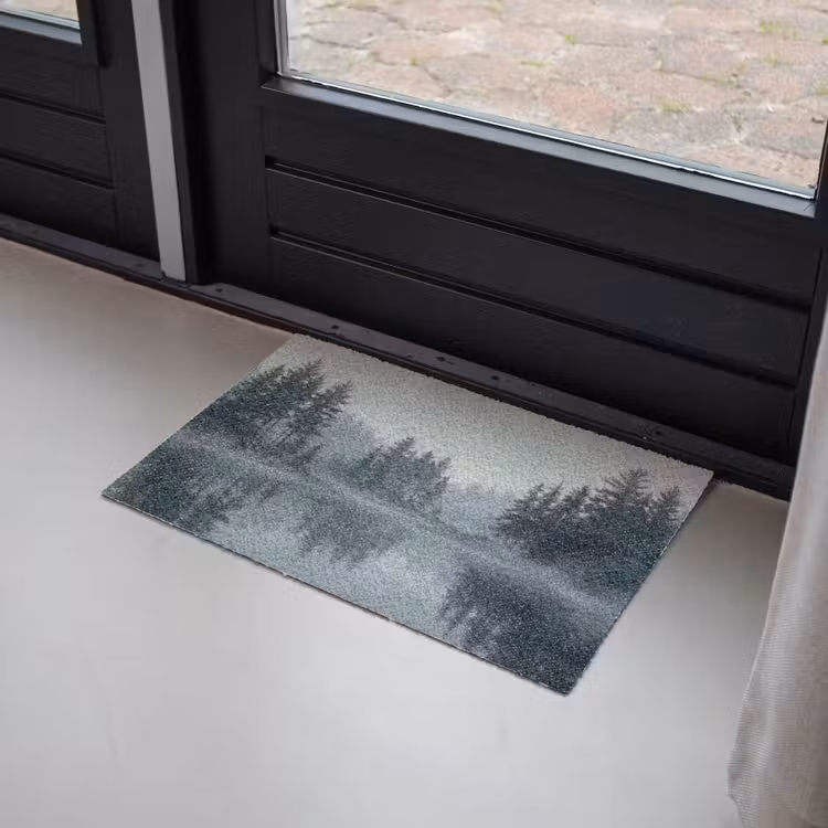 Bos - Meer - Mist - Natuur - Grijs Deurmat klein -sfeer2