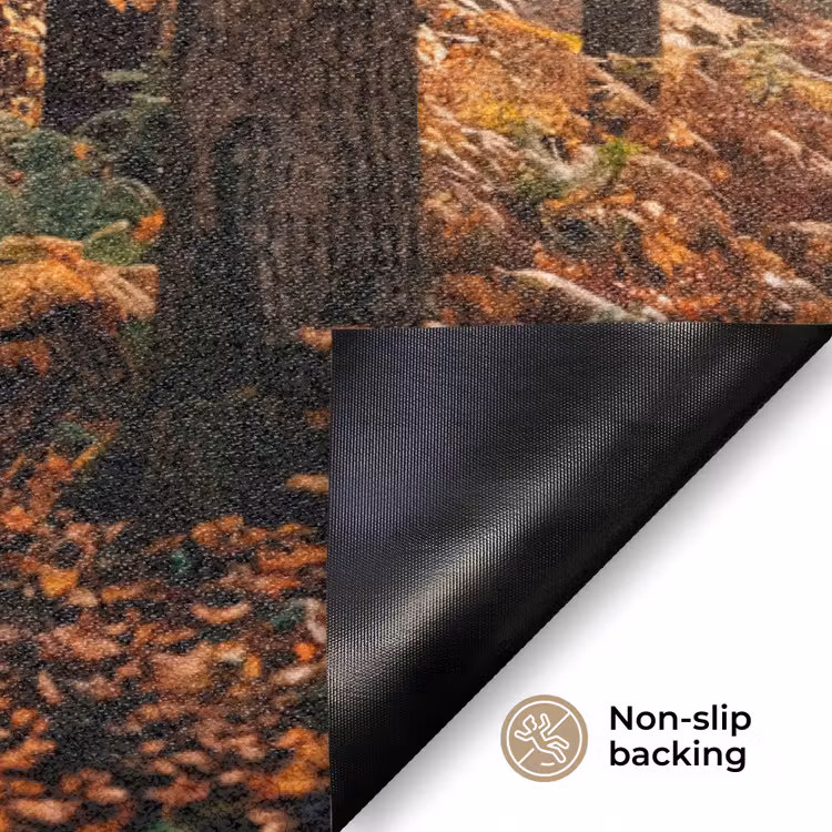 Bospad - Herfstbos - Bladeren - Oranje - Nostalgisch Deurmat klein -antislip_EN
