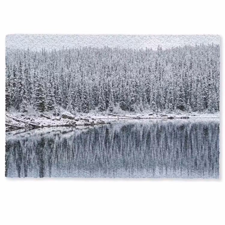 Bos - Reflectie - Meer - Winter - Serene Deurmat klein -zkaufland3d