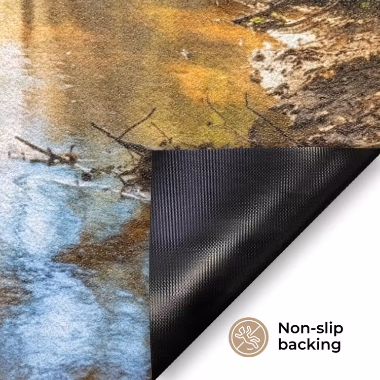 Bos - Beek - Zonlicht - Natuur - Groen Deurmat klein -antislip_EN