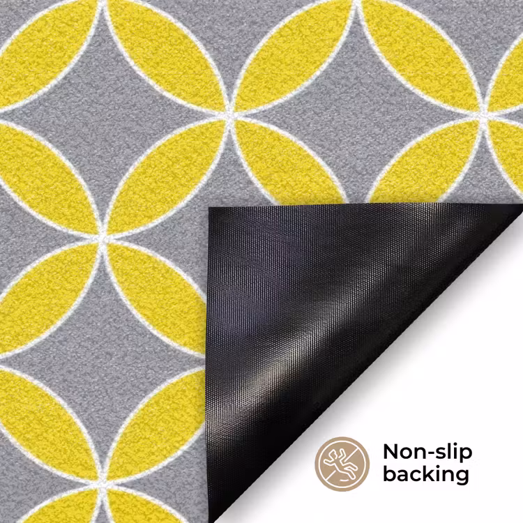 Geometrisch - Cirkels - Modern - Grijs - Geel Deurmat klein 898 -antislip_EN
