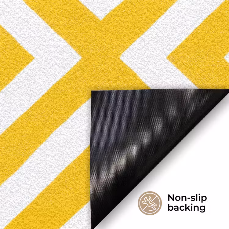 Geometrisch - Lijnen - Modern - Geel - Wit Deurmat klein 898 -antislip_EN