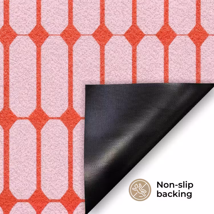 Geometrisch - Minimalistisch - Rood - Roze Deurmat klein 898 -antislip_EN