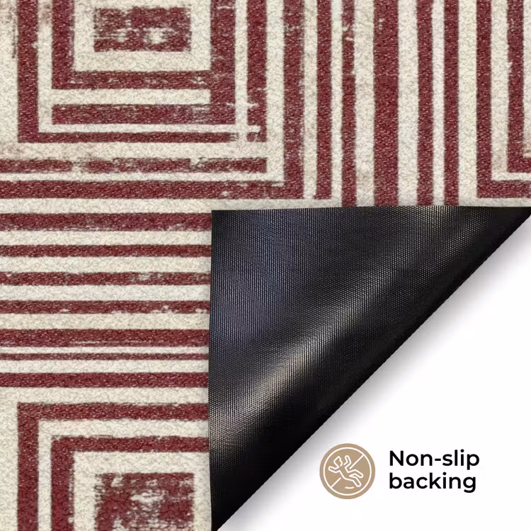 Geometrisch - Patroon - Rood Deurmat klein 898 -antislip_EN