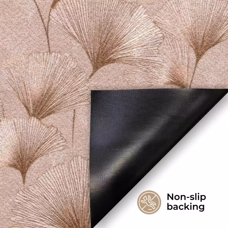 Ginkgo - Patroon - Roze Deurmat klein 898 -antislip_EN