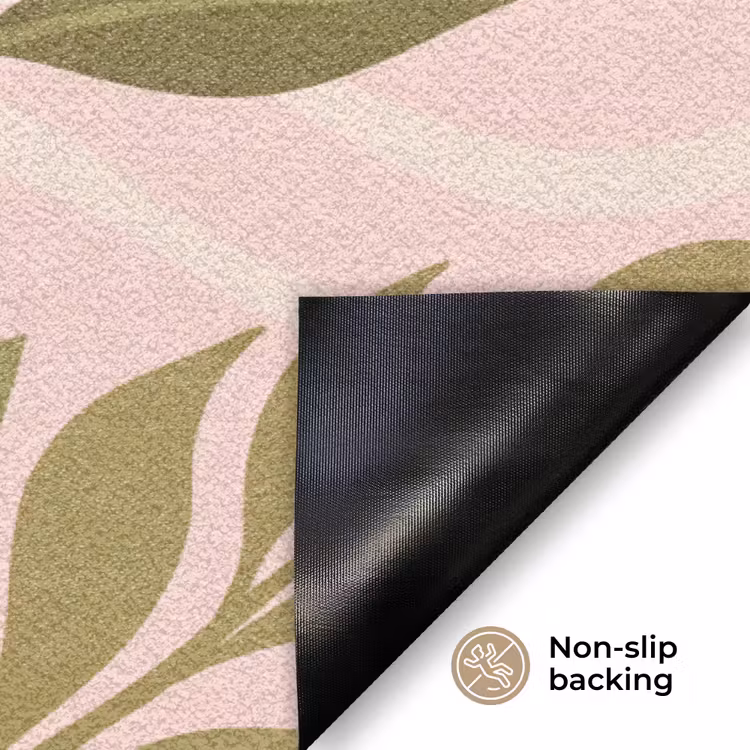 Grafisch - Bloemen - Roze Deurmat klein -antislip_EN