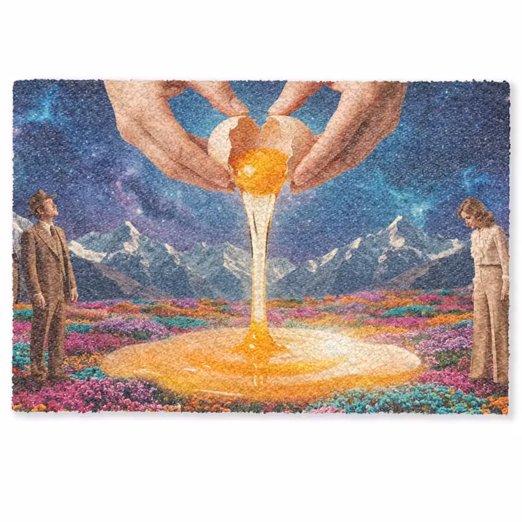 Doormat - Hands - Egg - Surrealism - Handen - Ei - Surrealisme Deurmat klein