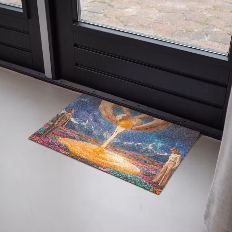 Doormat - Hands - Egg - Surrealism - Handen - Ei - Surrealisme Deurmat klein