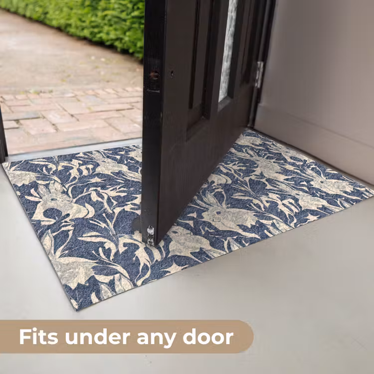 Hazen - Bladeren - Patroon - Blauw - Beige Deurmat klein 898 -USP_EN