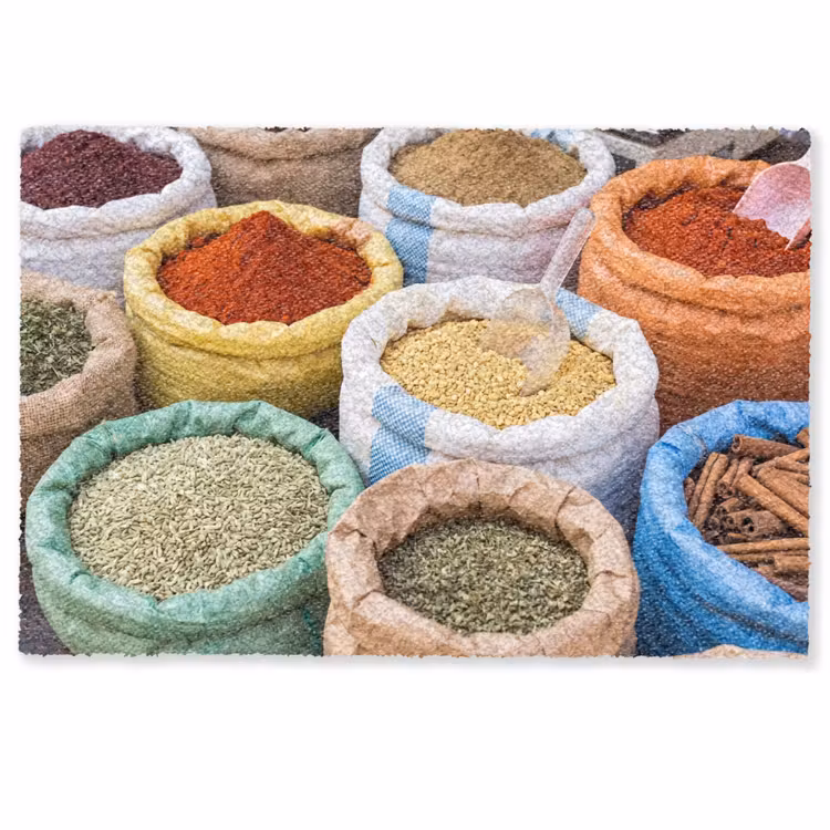 Doormat - Herbs - Bags - Market - Kruiden - Zakken - Markt Deurmat klein