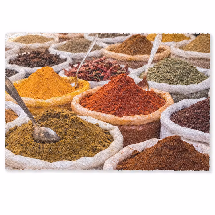 Doormat - Herbs - Market - Food - Kruiden - Markt - Eten Deurmat klein