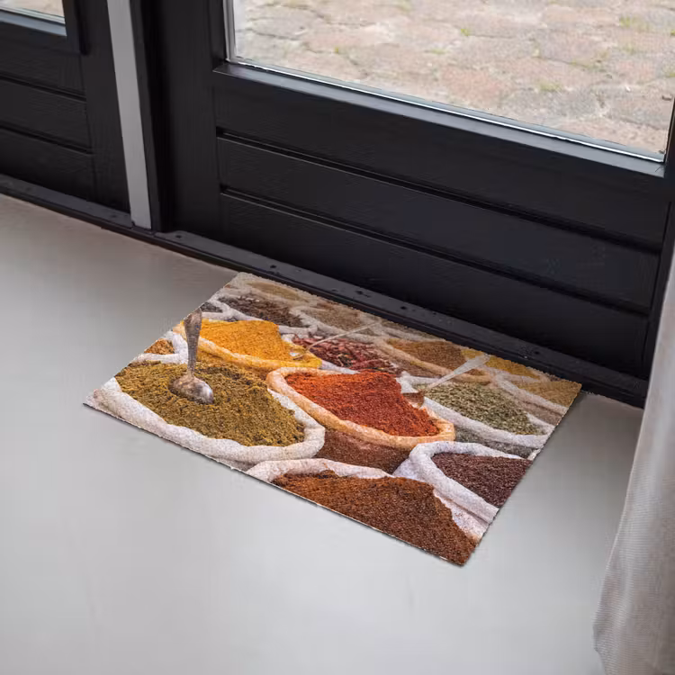 Doormat - Herbs - Market - Food - Kruiden - Markt - Eten Deurmat klein