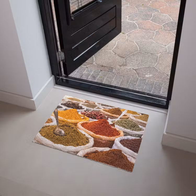 Doormat - Herbs - Market - Food - Kruiden - Markt - Eten Deurmat klein