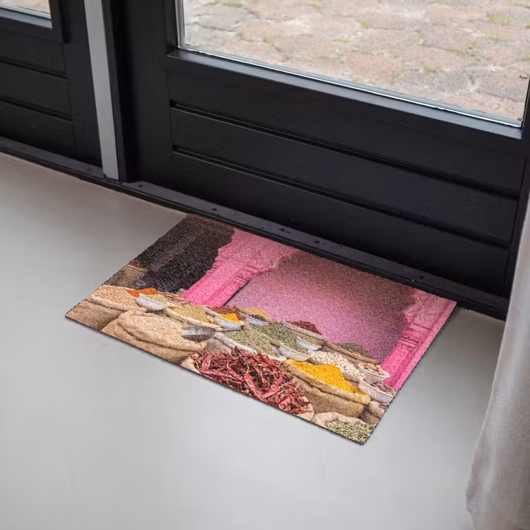 Doormat - Herbs - Market - Pink - Kruiden - Markt - Roze Deurmat klein