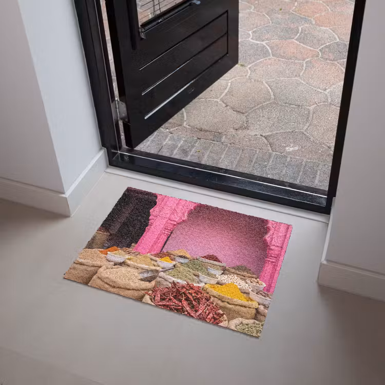 Doormat - Herbs - Market - Pink - Kruiden - Markt - Roze Deurmat klein
