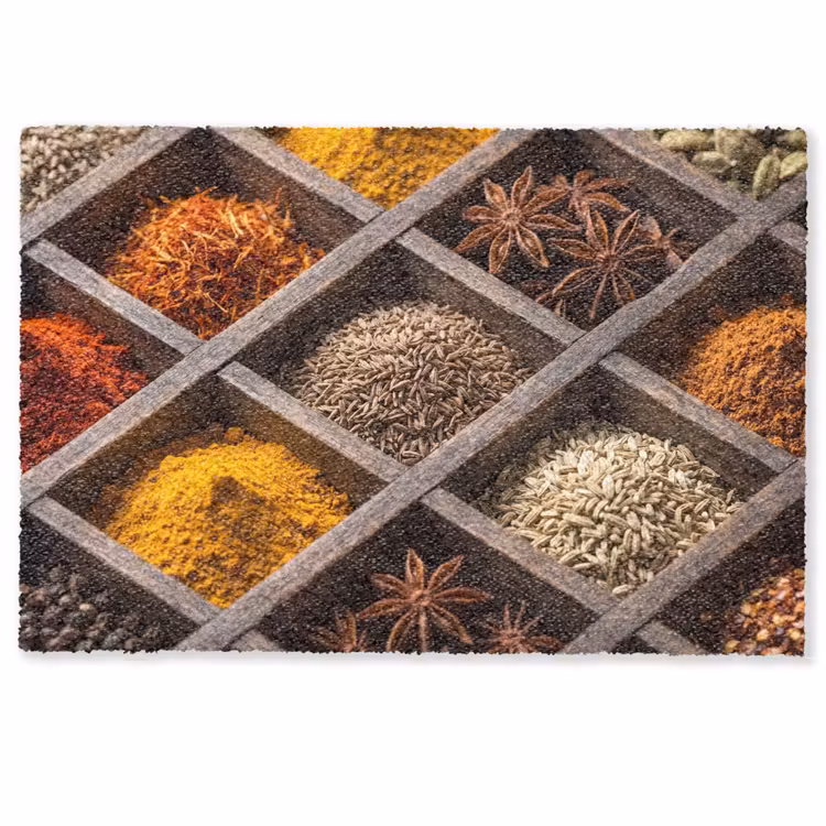 Doormat - Herbs - Wood - Food - Kruiden - Houten - Eten Deurmat klein