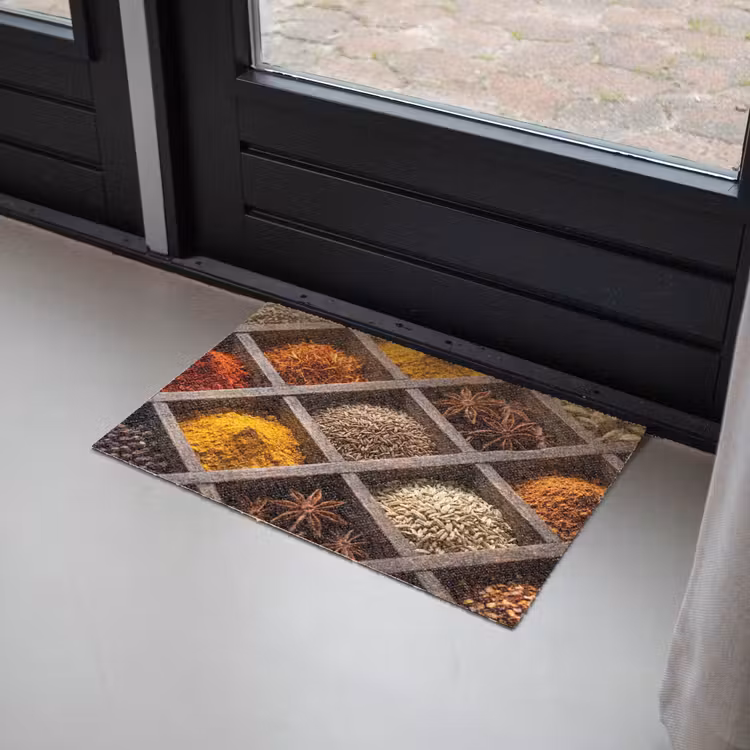 Doormat - Herbs - Wood - Food - Kruiden - Houten - Eten Deurmat klein