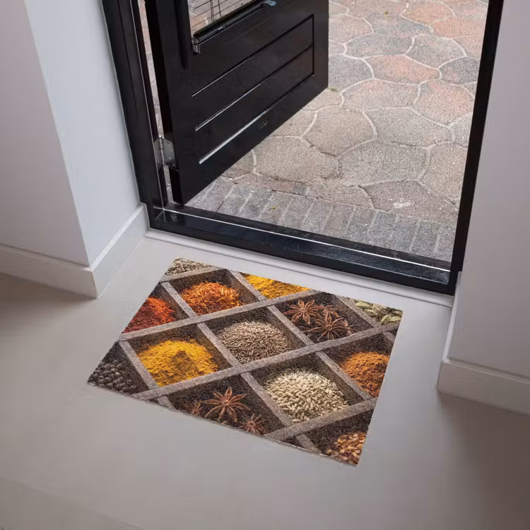Doormat - Herbs - Wood - Food - Kruiden - Houten - Eten Deurmat klein