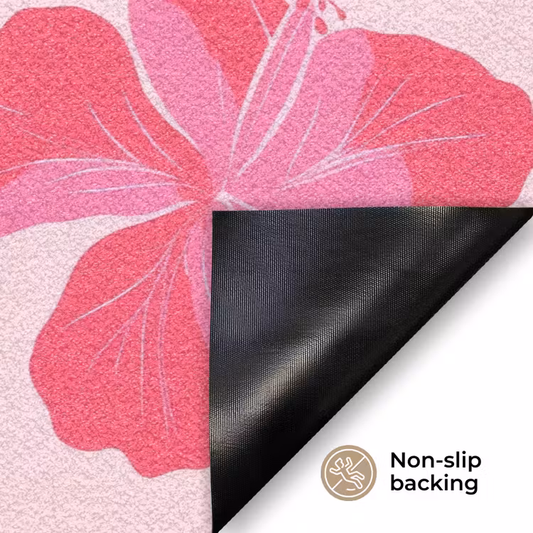 Hibiscus - Bloemen - Roze Deurmat klein 898 -antislip_EN