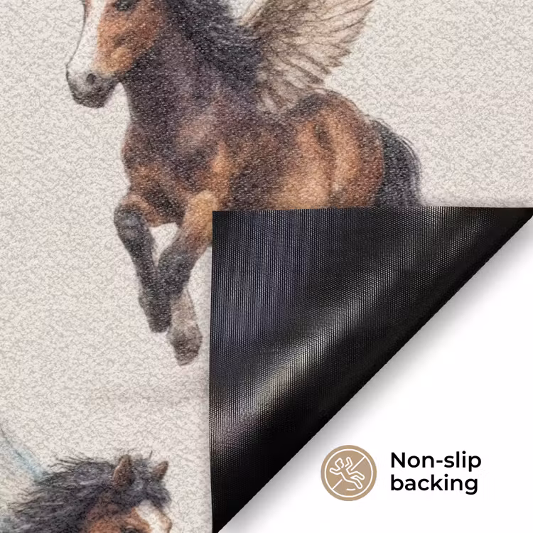 Paarden - Vleugels - Kleurrijk Deurmat klein 898 -antislip_EN