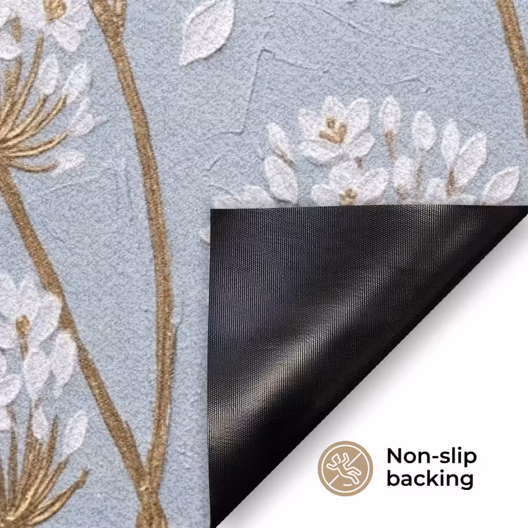 Illustratie - Bloemen - Blauw Deurmat klein -antislip_EN
