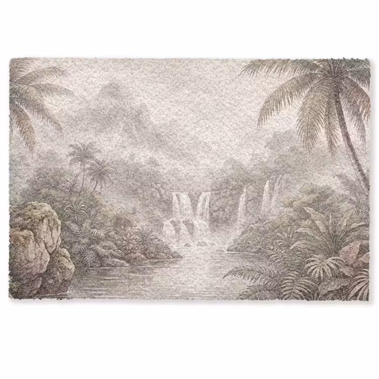 Jungle - Watervallen - Tropisch - Illustratie Deurmat klein -zkaufland3d