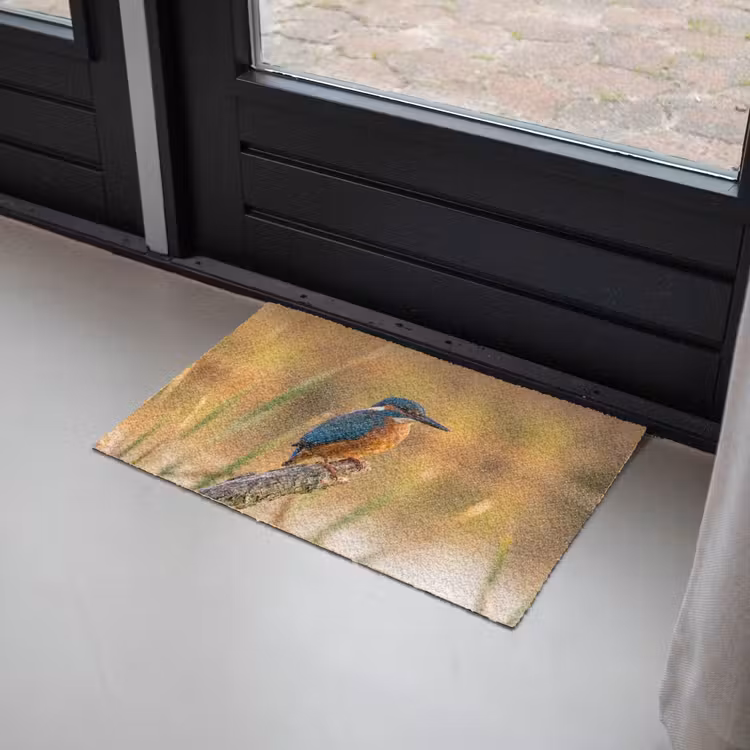 IJsvogel - Tak - Water - Kleurrijk - Levendig Deurmat klein -sfeer2
