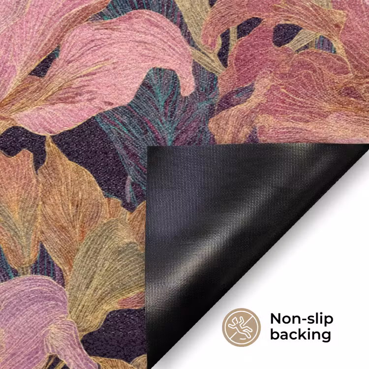 Lelies - Patroon - Roze - Goud Deurmat klein 898 -antislip_EN