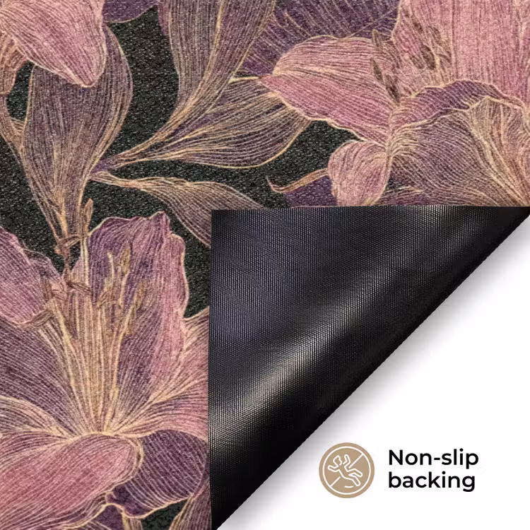 Lelies - Patroon - Paars - Goud Deurmat klein 898 -antislip_EN