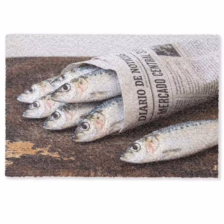 Doormat - Little Sardine - newspaper - cutting board - Sardientje - krant - snijplank Deurmat klein